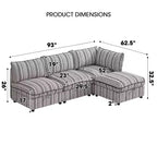 Canapé deux places avec rangement capitonné modulaire Jeju de 60 po avec deux poufs