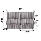Canapé deux places avec rangement capitonné modulaire Jeju de 60 po avec deux poufs