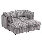 Canapé deux places avec rangement capitonné modulaire Jeju de 60 po avec deux poufs