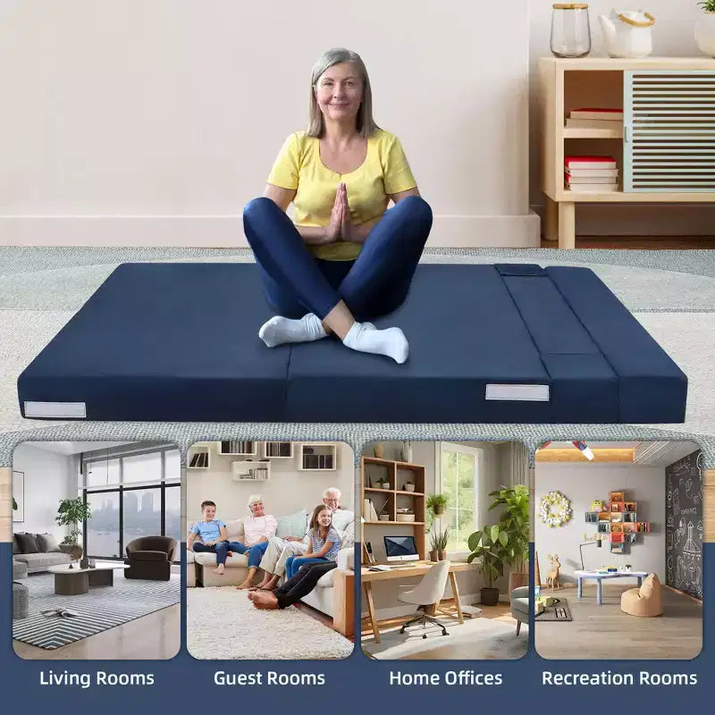 Canapé-lit pliant, canapé-lit pliable avec oreiller, chaise de couchage convertible, matelas de canapé pliant, canapé-futon avec housse lavable en mousse à mémoire de forme
