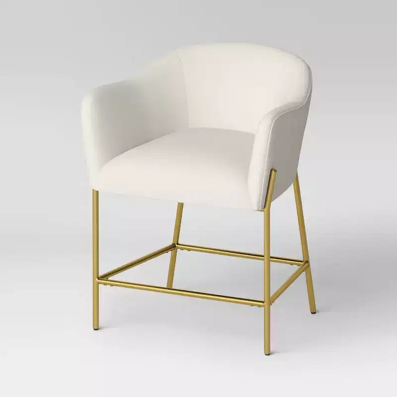 Gladden Barrel Counter Height Barstool: Upholstered, Brass Legs, Cushioned - Threshold™