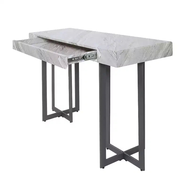 Console contemporaine 1 tiroir gris/métal canon de fusil