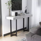 Console contemporaine 1 tiroir gris/métal canon de fusil
