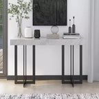 Console contemporaine 1 tiroir gris/métal canon de fusil