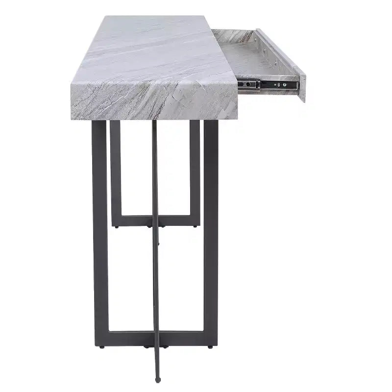 Console contemporaine 1 tiroir gris/métal canon de fusil