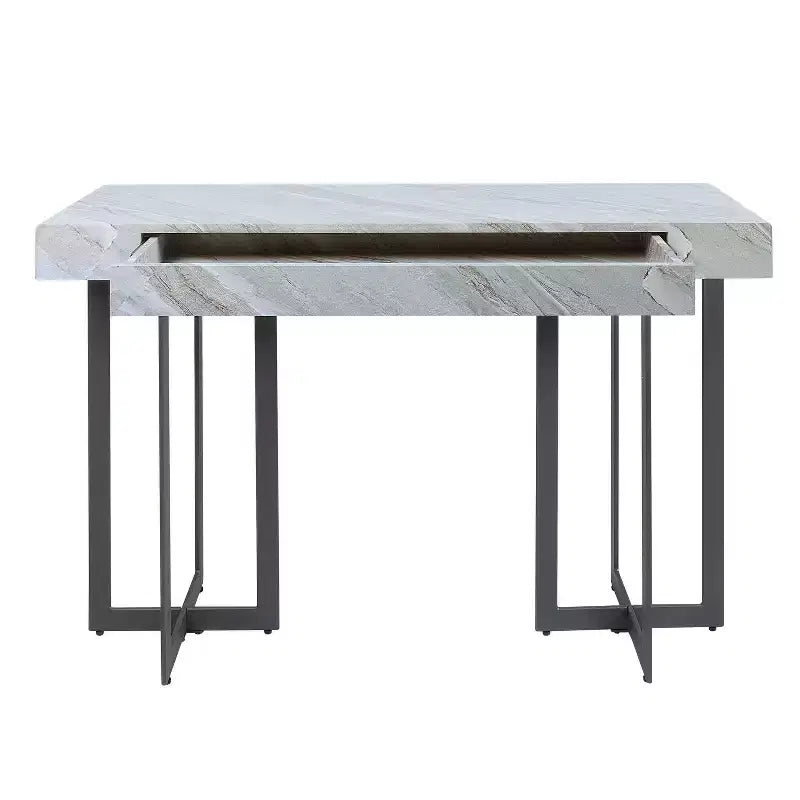 Console contemporaine 1 tiroir gris/métal canon de fusil