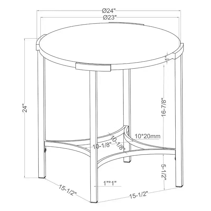 Table d'appoint ronde moderne – Pieds or champagne et plateau imitation marbre, 61x61 cm