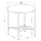 Table d'appoint ronde moderne – Pieds or champagne et plateau imitation marbre, 61x61 cm
