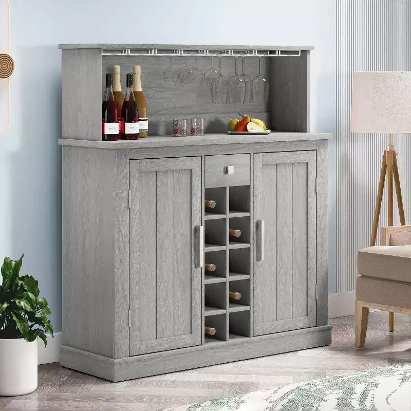 Meuble de rangement 47 po avec motif bois et granit