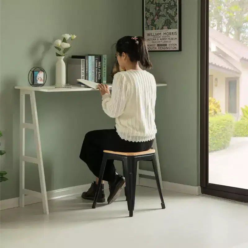 Tabouret de bar rustique en bois et métal – Intérieur/Extérieur, hauteur d'assise de 76 cm, capacité de 113 kg