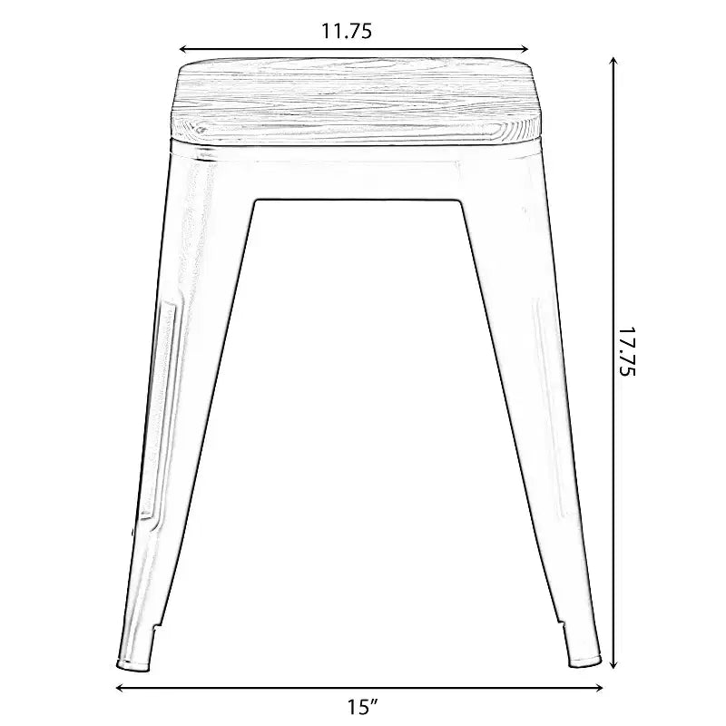 Tabouret de bar rustique en bois et métal – Intérieur/Extérieur, hauteur d'assise de 76 cm, capacité de 113 kg