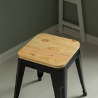 Tabouret de bar rustique en bois et métal – Intérieur/Extérieur, hauteur d'assise de 76 cm, capacité de 113 kg
