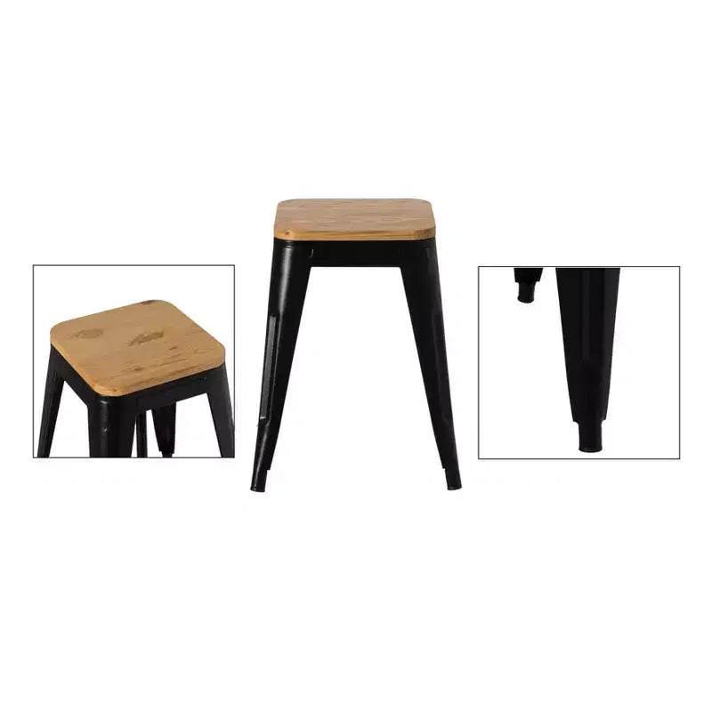 Tabouret de bar rustique en bois et métal – Intérieur/Extérieur, hauteur d'assise de 76 cm, capacité de 113 kg