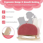 Fauteuil à bascule pour enfants en velours avec pieds en bois massif – Ergonomique, capacité de 50 kg, bleu/rouge