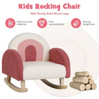 Fauteuil à bascule pour enfants en velours avec pieds en bois massif – Ergonomique, capacité de 50 kg, bleu/rouge