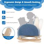 Fauteuil à bascule pour enfants en velours avec pieds en bois massif – Ergonomique, capacité de 50 kg, bleu/rouge
