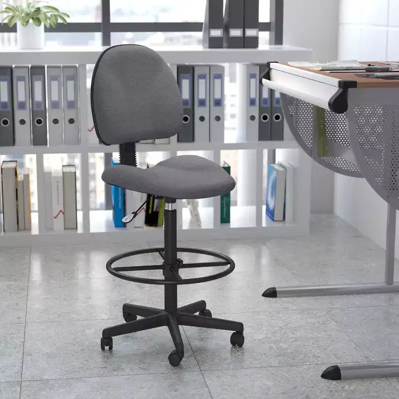 Chaise de Dessin Réglable – Deux Hauteurs de Vérin, Dossier Mi-Hauteur, Rembourrée, Capacité de 113 kg