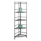 Étagère d'angle pliante en métal à 5 niveaux – 146 cm de haut, rangement peu encombrant