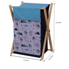 Panier à linge pour garçons avec cadre en bois – Aqua/Marine/Gris, 16x15.5x26.5 po
