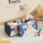 Banc coffre de rangement capitonné pour enfants – Coffre à jouets et repose-pieds polyvalent avec couvercle