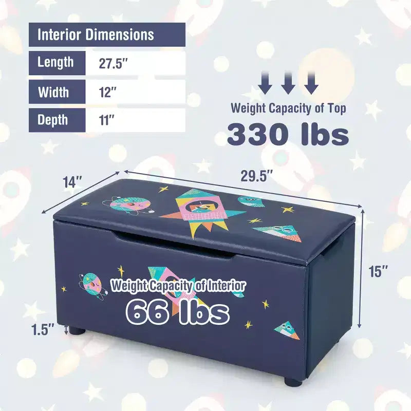 Banc coffre de rangement capitonné pour enfants – Coffre à jouets et repose-pieds polyvalent avec couvercle
