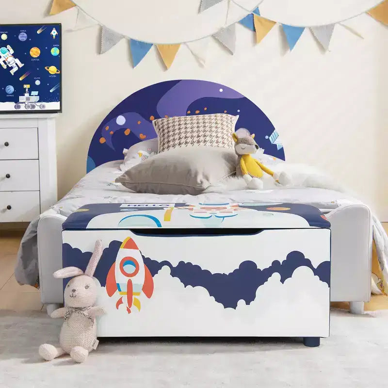 Banc coffre de rangement capitonné pour enfants – Coffre à jouets et repose-pieds polyvalent avec couvercle