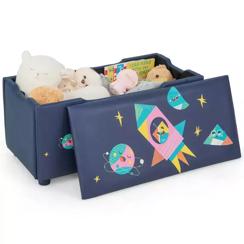 Banc coffre de rangement capitonné pour enfants – Coffre à jouets et repose-pieds polyvalent avec couvercle
