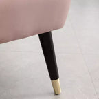 Fauteuil d'appoint contemporain en velours – Dossier incurvé, pieds en bois d'hévéa, rose/bleu/gris