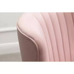 Fauteuil d'appoint contemporain en velours – Dossier incurvé, pieds en bois d'hévéa, rose/bleu/gris