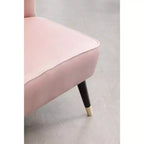 Fauteuil d'appoint contemporain en velours – Dossier incurvé, pieds en bois d'hévéa, rose/bleu/gris