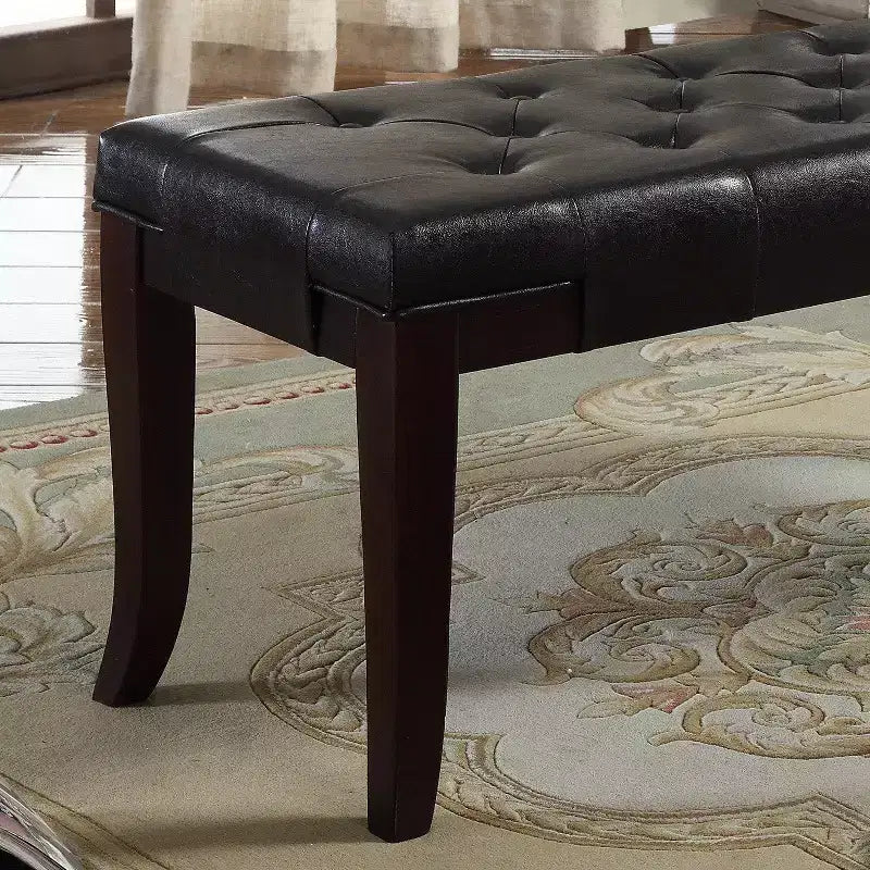 Banc ottoman capitonné en similicuir – Pieds expresso, cadre en bois dur, 112 cm