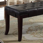 Banc ottoman capitonné en similicuir – Pieds expresso, cadre en bois dur, 112 cm