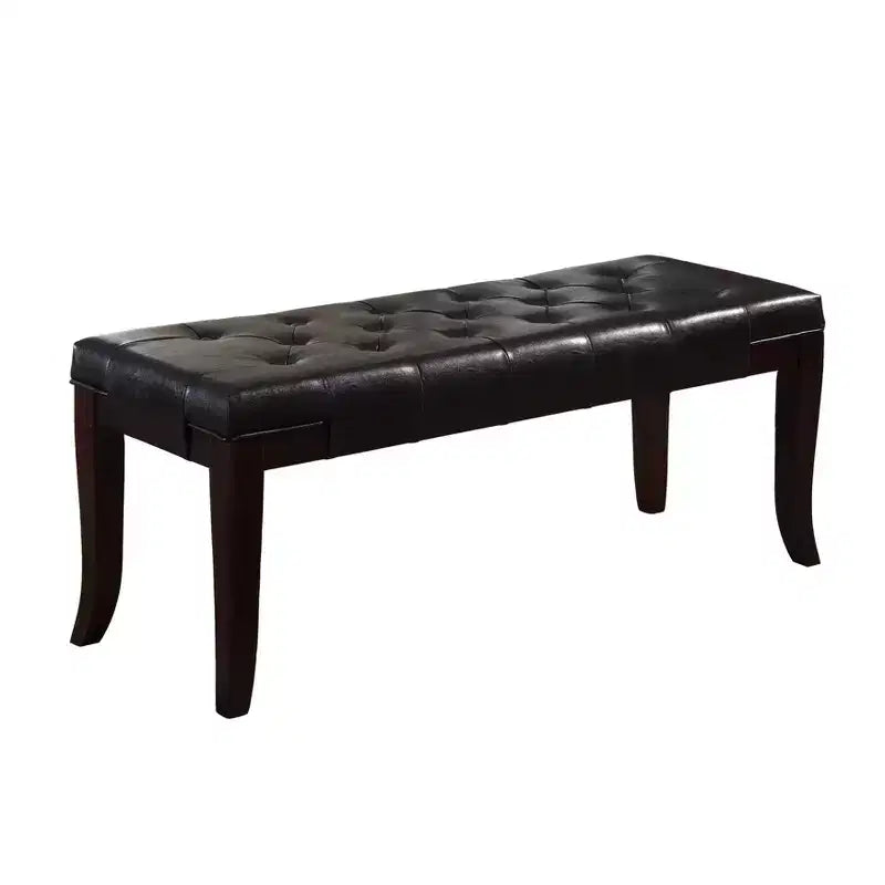 Banc ottoman capitonné en similicuir – Pieds expresso, cadre en bois dur, 112 cm