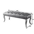 Banc ottoman touffeté en similicuir – Champagne, Clous décoratifs, Cadre en bois dur, 48 po